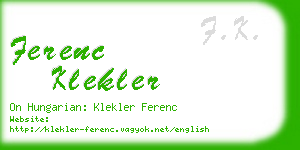 ferenc klekler business card